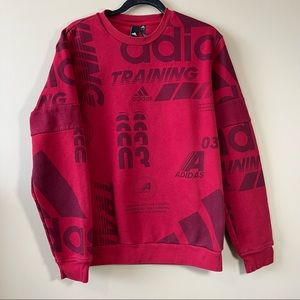 Adidas Men’s Red Printed Crewneck Sweatshirt Large